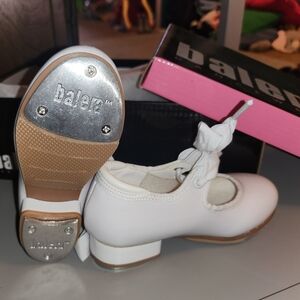 BRAND NEW Balera Toddler Tap Dance Shoes, White Size 8